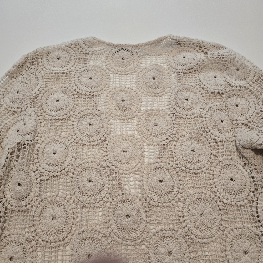 Ronny Kobo Sheer Crochet Casual Dress Cotton Long sleeves V-neck Pull-on Size M - Picture 11 of 13